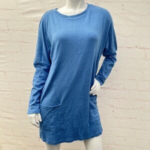 Asvivid Round Neck Turquoise SweatShirt with Pockets Size L